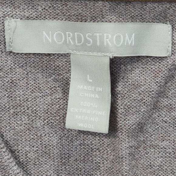Nordstrom Sweater Mens Large Beige V Neck Extra Fine Merino Wool Pullover Knit - Picture 3 of 8